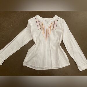Embroidered White Women's Top